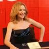 Kylie Minogue en séance de dédicaces exceptionnelle à la FNAC Saint-Lazare pour la sortie de son nouvel album "Kiss me Once" le 19 mars 2014.