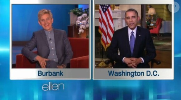 Ellen DeGeneres avec Barack Obama dans son Ellen Show, jeudi 20 mars 2014.