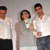 Mehdi Ben Attia, Claudia Cardinale et Salim Kechiouche lors du Festival 2 Valenciennes Cinéma 2014, le 19 mars 2014
