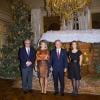 Le prince Laurent, la reine Mathilde, le roi Philippe et la princesse Claire de Belgique lors du concert de Noël au palais royal à Bruxelles le 11 décembre 2013