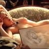 Kate Winslet (Rose) nue et dessinée par Leonardo DiCaprio (Jack) dans Titanic.