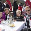 Pernilla Wiberg avec son mari et leurs enfants Sofia et Axel lors de l'événement World Stars Ski au profit de Star Team for Children, association fondée par le prince Albert II de Monaco, le 22 mars 2014 à Seefeld in Tyrol, en Autriche.