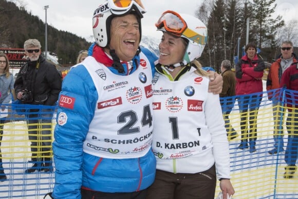 Peter Schrocksnadel et Denise Karbon lors de l'événement World Stars Ski au profit de Star Team for Children, association fondée par le prince Albert II de Monaco, le 22 mars 2014 à Seefeld in Tyrol, en Autriche.