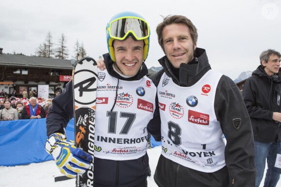 Christof Innerhofer et le prince Emmanuel-Philibert de Savoie, deux copains lors de l'événement World Stars Ski au profit de Star Team for Children, association fondée par le prince Albert II de Monaco, le 22 mars 2014 à Seefeld in Tyrol, en Autriche.