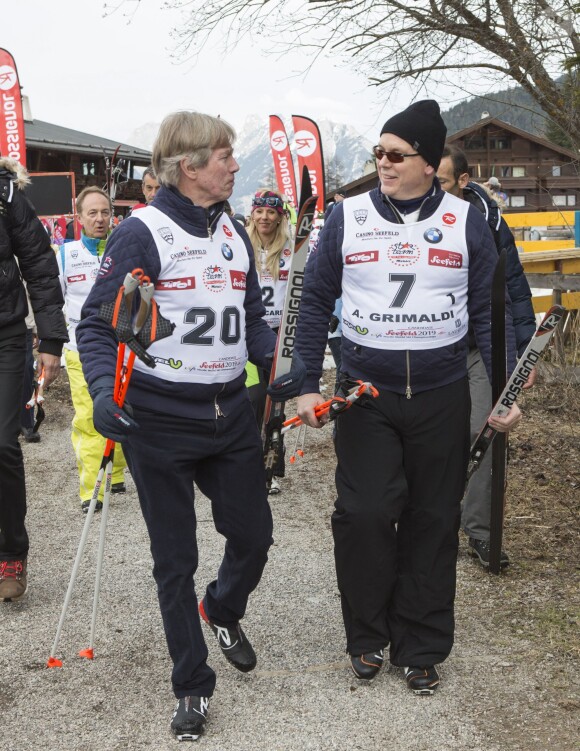 Léopold de Bavière et Albert de Monaco lors de l'événement World Stars Ski au profit de Star Team for Children, association fondée par le prince Albert II de Monaco, le 22 mars 2014 à Seefeld in Tyrol, en Autriche.