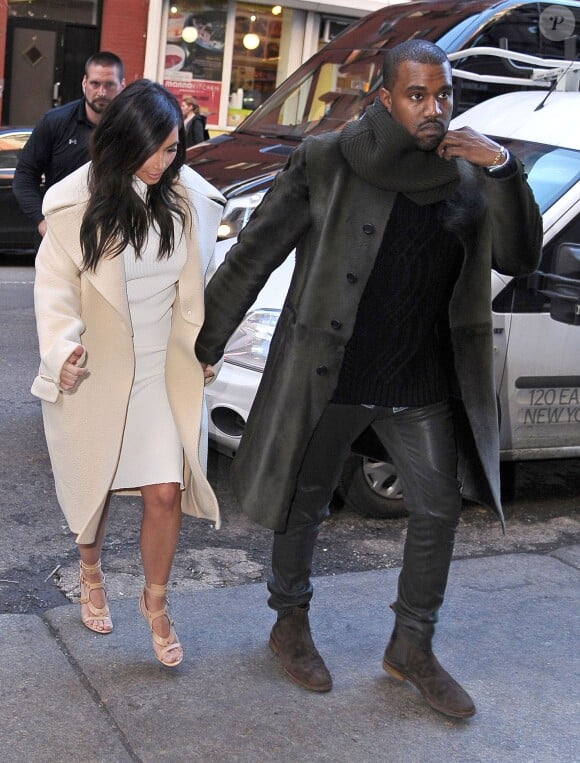 Kim Kardashian et Kanye West à New York, le 22 février 2014.