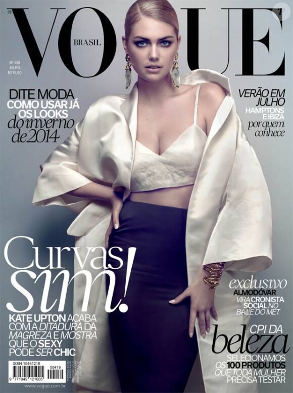 Kate Upton en couverture du magazine Vogue Brasil. Juillet 2013.