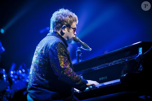 Elton John en concert à Stockholm. Le 13 décembre 2013.
