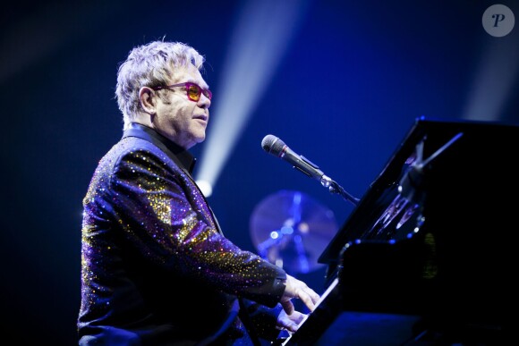 Elton John en concert à Stockholm. Le 13 décembre 2013.
