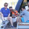 Exclusif - Elton John, son mari David Furnish, et leurs deux fils Elijah Joseph Daniel Furnish John et Zachary Jackson Levon Furnish John de retour à Nice après une journée à Saint-Tropez, le 22 août 2013.