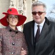 Le prince Laurent et la princesse Claire de Belgique le 16 février 2012 lors de la messe en l'honneur des défunts de la famille royale, à Bruxelles.