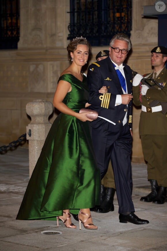 Le prince Laurent de Belgique et la princesse Claire au mariage du prince Guillaume de Luxembourg et Stéphanie de Lannoy le 19 octobre 2012