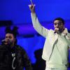 The Weeknd et Drake sur la scène de l'O2 Arena à Londres. Le 25 mars 2014.