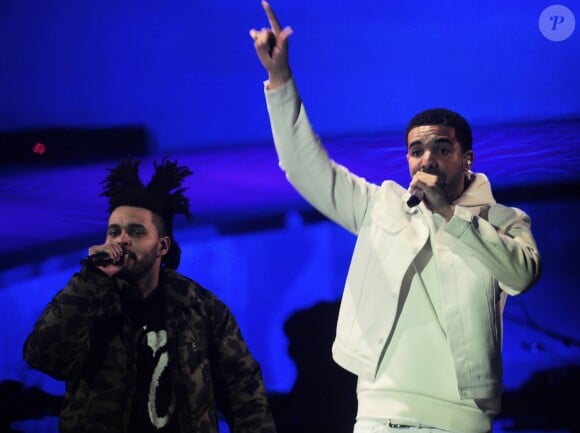 The Weeknd et Drake sur la scène de l'O2 Arena à Londres. Le 25 mars 2014.