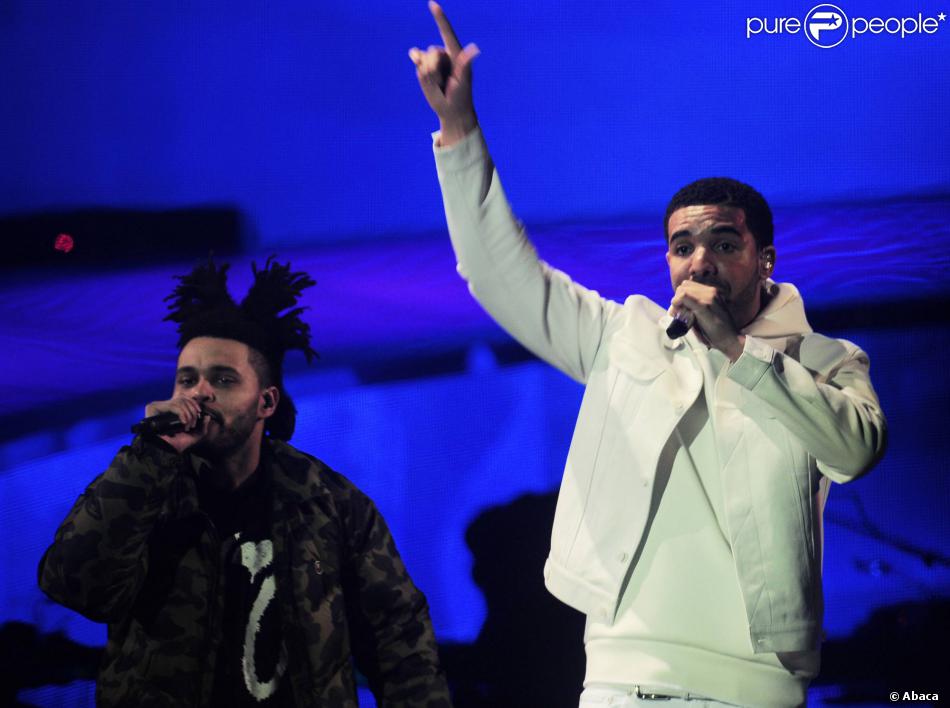 The Weeknd et Drake sur la scène de l&#039;O2 Arena à Londres. Le 25 mars 2014.