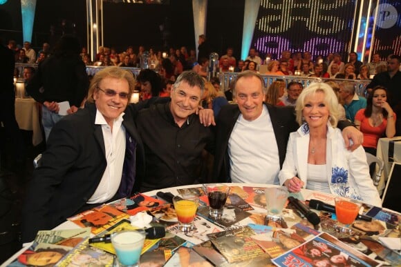 François Valéry, Jean-Marie Bigard, Yves Lecoq, Evelyne Leclercq - Enregistrement de l'émission "Les années bonheur" à Paris le 11 mars 2014. L'émission sera diffusée le 12 avril.