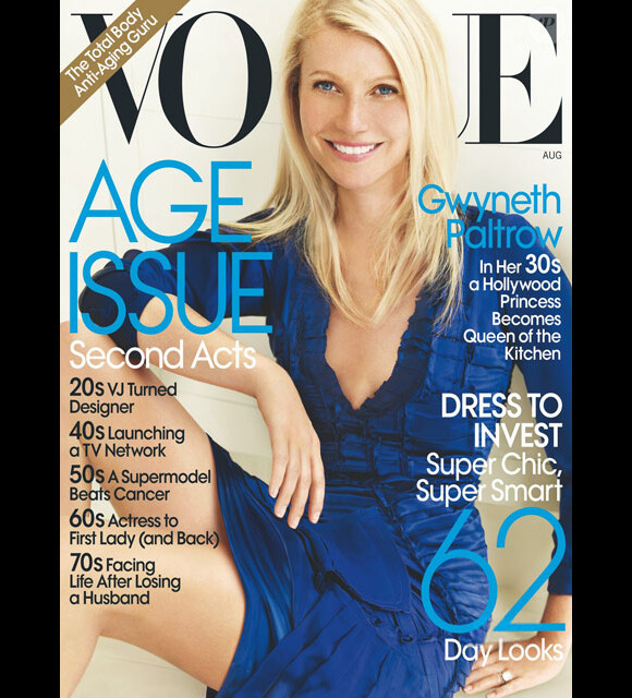 Gwyneth Paltrow en couverture du Vogue américain en août 2010. Pour ce sujet, l'actrice ouvrait les portes de son loft new-yorkais au photographe Mario Testino.