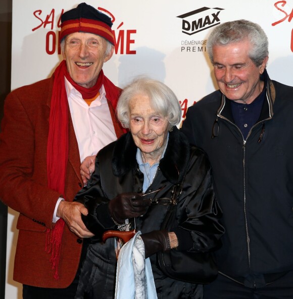 Rufus, Gisèle Casadesus et Claude Lelouch à l'avant-première du film Salaud on t'aime à l'UGC Normandie sur les Champs-Elysées à Paris le 31 mars 2014.