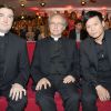 Les membres du groupe "Les Prêtres", Le père Charles Troesch, le père Jean-Michel Bardet, Joseph Dinh Nguyen Nguyen participent à l'enregistrement de l'émission Vivement Dimanche à Paris le 2 avril 2014. Diffusion prévue le 6 avril 2014 sur France 2.