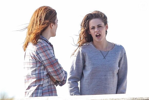 Kristen Stewart et Julianne Moore sur le tournage du film "Still Alice" à New York, le 21 mars 2014.