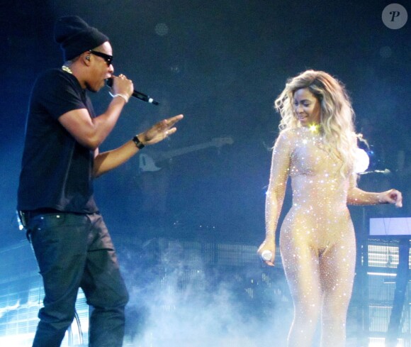 Jay Z et Beyoncé en concert à l'O2 Arena. Londres, le 6 mars 2014.