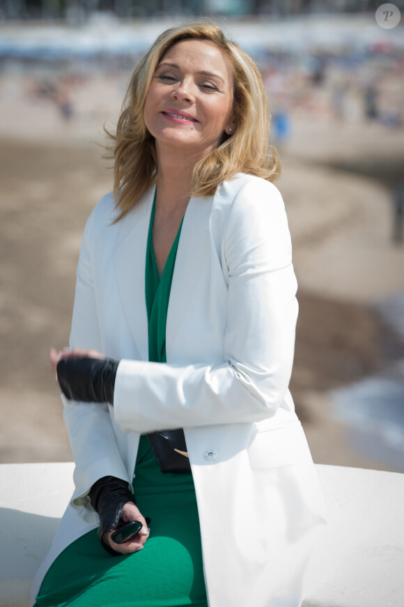 Kim Cattrall - Photocall de "Sensitive skin" lors du Miptv à Cannes, le 7 Avril 2014.