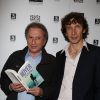Michel Drucker, Hugues Royer - Lancement du nouveau roman d'Hugues Royer 'Est-ce que tu m'entends ?' à l'hôtel Bel-Ami, à Paris, le 10 avril 2014.