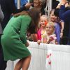 Le prince William et Kate Middleton visitaient Cambridge, en Nouvelle-Zélande, le 12 avril 2014, au sixième jour de leur tournée officielle. Ils y ont déposé deux roses au memorial de la guerre et inauguré le vélodrome, mais aussi reçu l'ovation de 15 000 personnes !