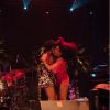 Beyoncé et Solange Knowles, soeurs complices lors du festival de Coachella. Indio, le samedi 12 avril 2014.