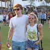 Emma Roberts et son compagnon Evan Peters lors du 3ème jour du festival de Coachella, le 13 avril 2014.