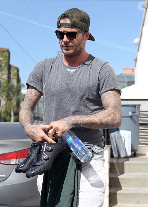 David Beckham à la sortie de son cours de gym à Brentwood, le 8 avril 2014