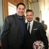 David Beckham au PAMM de Miami, le 5 février 2014, lors de l'annonce de l'implantation de sa franchise de MLS, ici avec son partenaire Marcelo Claure
