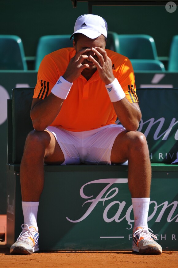 Jo-Wilfried Tsonga lors de son huitième de finale face à Fabio Fognini, le 17 avril 2014 lors du Masters 1 000 de Monte-Carlo