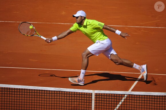 Jo-Wilfried Tsonga lors de son huitième de finale face à Fabio Fognini, le 17 avril 2014 lors du Masters 1 000 de Monte-Carlo