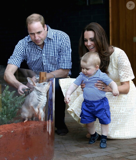 Le prince William et Kate Middleton visitent le Taronga Zoo de Syndey avec leur fils, le prince George dans le cadre de leur tournée en Océanie, le 20 avril 2014.