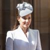 Le prince William, duc de Cambridge, et Kate Catherine Middleton, duchesse de Cambridge, arrivent à la cathédrale St Andrews à Sydney pour assister à la messe de Pâques. Le 20 avril 2014.