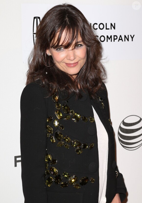Katie Holmes (avec un manteau Miu Miu) à la première du film Boulevard au Festival de Tribeca 2014 à New York, le 20 avril 2014.