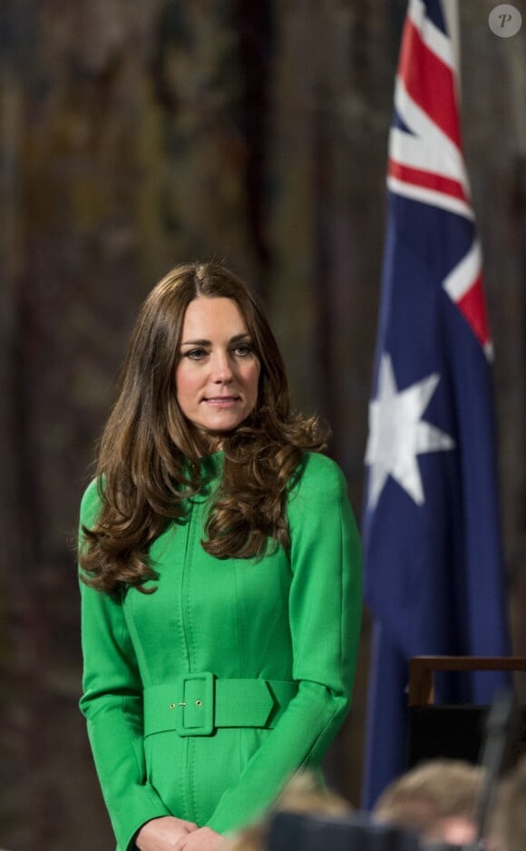 Kate Middleton lors d'une réception à la Maison Parlementaire à Canberra dans le cadre de leur visite officielle en Australie, le 24 avril 2014.
