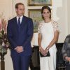 La duchesse de Cambridge, Kate Middleton et le prince William lors d'une réception à Canberra dans le cadre du voyage en Australie et Nouvelle-Zélande, le 24 avril 2014.