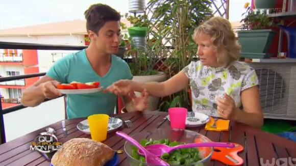 Francine et Florian dans les cinq premières minutes du premier épisode de la saison 3 de "Qui veut épouser mon fils ?" sur TF1 le vendredi 25 avril 2014 à 23h30.