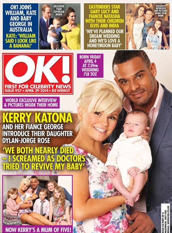 Kerry Katona présente sa fille en couverture de OK! magazine, édition du 29 avril 20104.