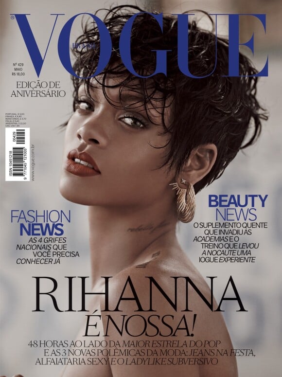 Rihanna, sublime en couverture du numéro de mai 2014 de Vogue Brasil.
