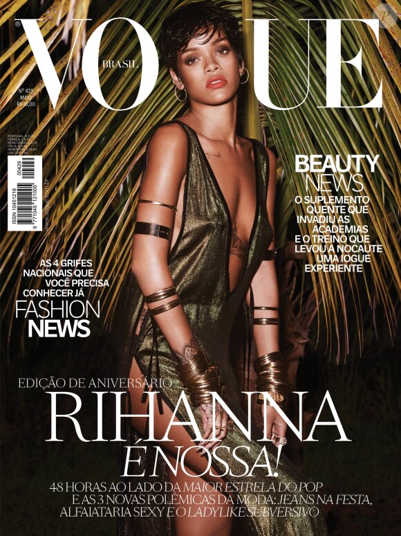 Rihanna, photographiée par Mario Vivanco pour le numéro de mai 2014 de Vogue Brasil.