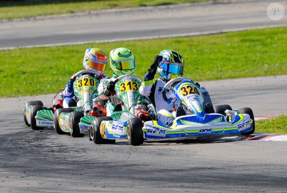 Mick Junior Schumacher (312) lors des WSK Super Master Serie à Muro Leccese sur le circuit de La Conca en Italie le 27 avril 2014
