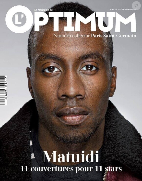 Blaise Matuidi en couverture de L'Optimum dans son édition du mois de mai 2014 spécial PSG avec onze unes différentes