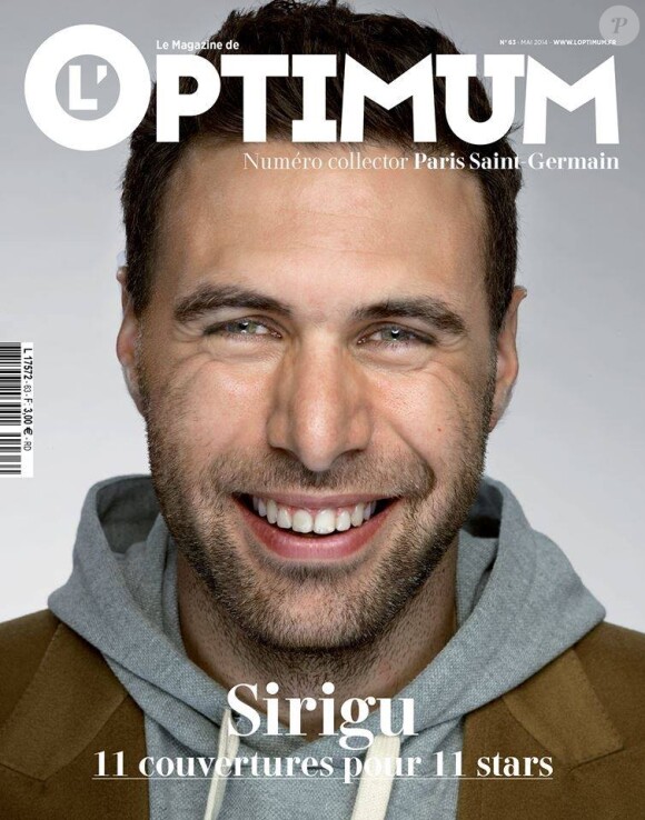 Salvatore Sirigu en couverture de L'Optimum dans son édition du mois de mai 2014 spécial PSG avec onze unes différentes