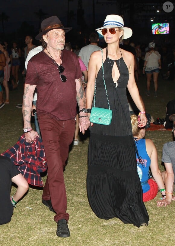 Johnny Hallyday et Laeticia Hallyday au Festival Coachella à Indio, le 19 avril 2014.