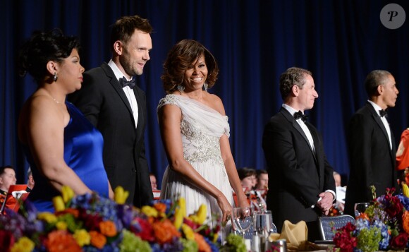 Michelle Obama et Joel McHale au dîner des correspondants de la Maison Blanche, à Washington, le 3 mai 2014.