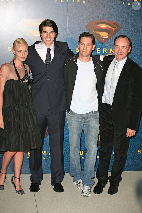 Kate Bosworth, Brandon Routh, Bryan Singer et Kevin Spacey à Paris, le 10 juillet 2010.