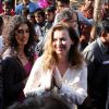 Valérie Trierweiler, l'ex-compagne de François Hollande, à Bombay, aux côtés de l'association humanitaire "Action contre la faim", lors de son voyage en Inde. Le 28 janvier 2014.